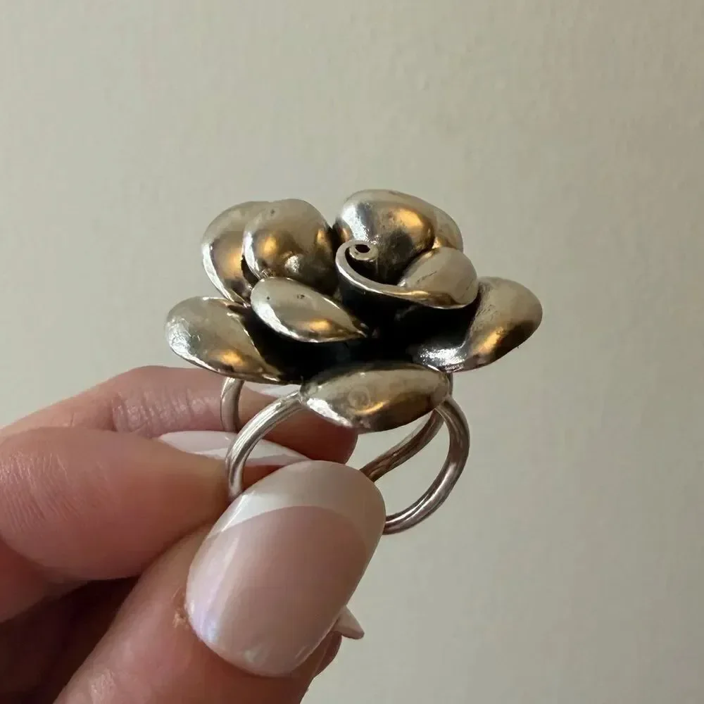 The Antique inspired oversized flower ring adjustable